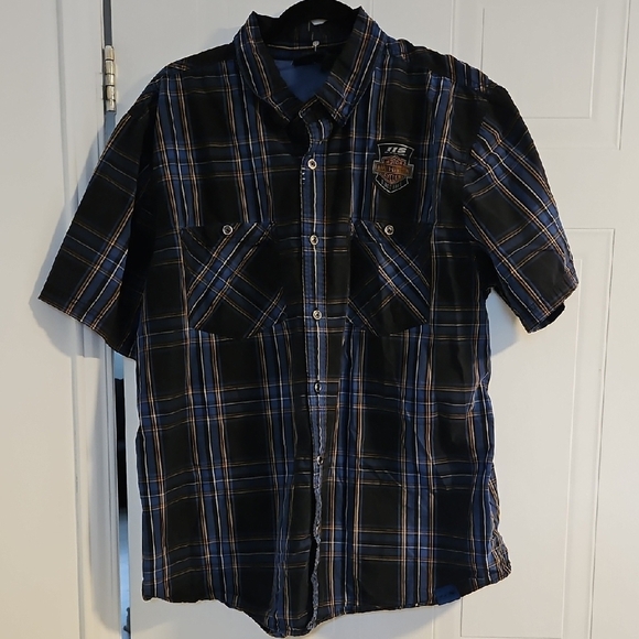 Harley Davidson 115 Years Mens XL Button Down Short Sleeve Biker Shirt limited - Picture 1 of 8